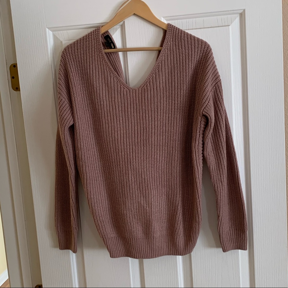 Pink Rose Colored Sweater with Tie Back